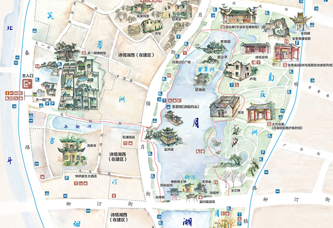 宁波天一阁月湖地图