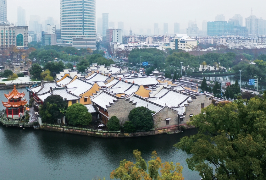 柳汀雪景